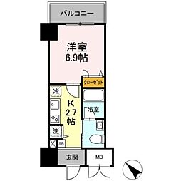 ゲートレジデンス鶴見 1Kの間取図画像