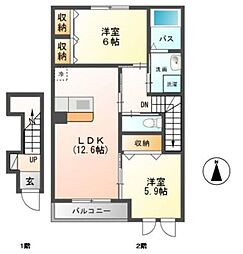 ウインズB 2LDKの間取図画像