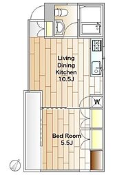 東京メトロ日比谷線 広尾駅 徒歩2分の賃貸マンション 2階1LDKの間取り