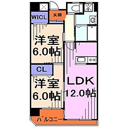 ナカムラビルヂング 4階2LDKの間取り