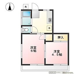 高橋コーポ 2階2DKの間取り