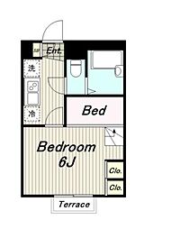 レオパレス谷保第三公園(33583) 3階1Kの間取り