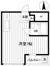 シャトル大恵・E ワンルームの間取図画像
