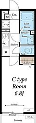 リブリ・サンガ 1Kの間取図画像