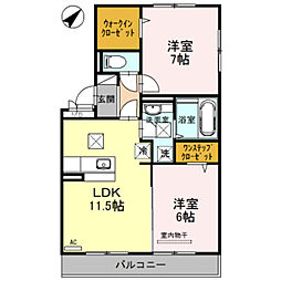 南海線 紀ノ川駅 徒歩21分の賃貸アパート 3階2LDKの間取り
