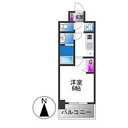 プレサンス鶴橋トレヴィエ 1Kの間取図画像