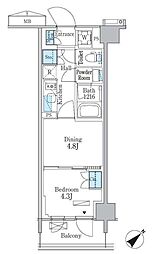 パークアクシス品川南大井パークフロント 5階1DKの間取り