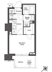 コンフォリア新中野 8階1Kの間取り