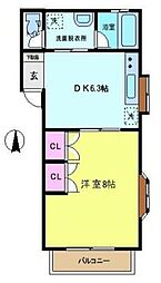 西武新宿線 上井草駅 徒歩5分の賃貸アパート 1階1DKの間取り