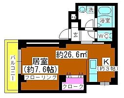 アルファコート戸田公園I 4階ワンルームの間取り