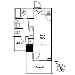 ザ六本木東京クラブレジデンス ワンルームの間取図画像