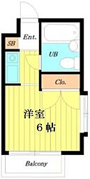 ホワイトハウスA 3階ワンルームの間取り