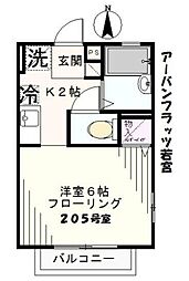アーバンフラッツ若宮 1Kの間取図画像