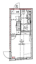クレドコート品川中延 2階1Kの間取り