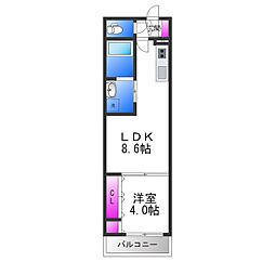 F asecia Rumina 1階1LDKの間取り