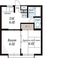 サンフラット 3階2DKの間取り