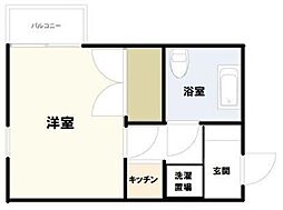 インベストメント富士見 2階1Kの間取り