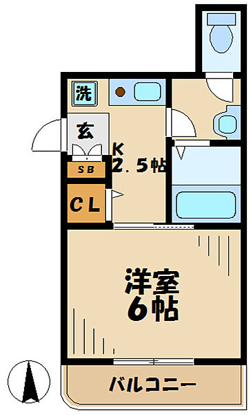 東京都八王子市大塚(賃貸マンション1K・6階・23.01㎡)の写真 その2