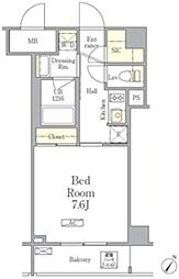 パークペルル池尻 1Kの間取図画像