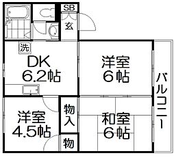 エクセルハウゼ1番館 3DKの間取図画像