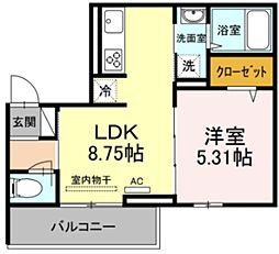 ホライゾンII 3階1LDKの間取り