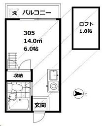 パソム西馬込 3階ワンルームの間取り