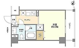 アーバンファースト神楽坂 5階ワンルームの間取り
