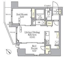 プライムガーデン大森 6階2LDKの間取り