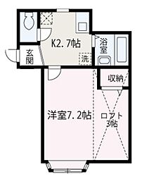 シュールベル 1Kの間取図画像