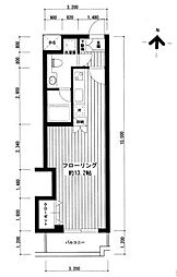広尾レジデンスA棟 2階ワンルームの間取り