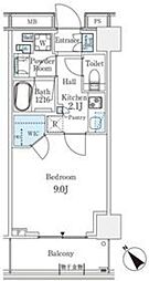 パークシティ武蔵小山 ザ レジデンス 6階1Kの間取り