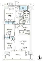 スカイグランデ津田沼 2階2SLDKの間取り