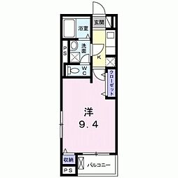 リュー・セレノ 4階1Kの間取り