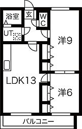 千寿パレス 2LDKの間取図画像