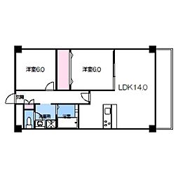 グレースコーポ都島 2LDKの間取図画像