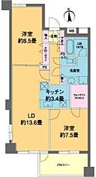 カスタリア高輪 6階2LDKの間取り