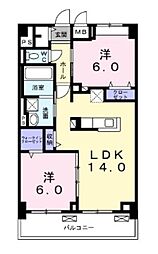 ウィステリア パーク 稲毛海岸 10階2LDKの間取り