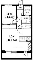 FLEX川口 1階1LDKの間取り
