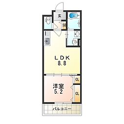 京阪本線 土居駅 徒歩6分の賃貸アパート 2階1LDKの間取り