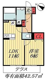 JR総武線 東船橋駅 徒歩6分の賃貸アパート 1階1LDKの間取り