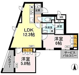 ロイジェント上板橋 2LDKの間取図画像