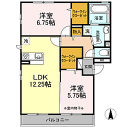 グランパティオB 2LDKの間取図画像
