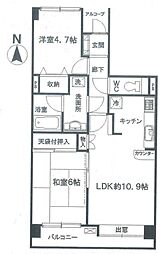 川口幸町パーク・ホームズ 5階2LDKの間取り