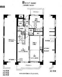 ピュア森の台 2LDKの間取図画像