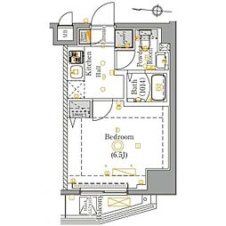 AZEST亀有 1Kの間取図画像
