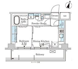 パークアクシス馬込レジデンス 1階1DKの間取り