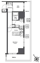 東京ポートシティ竹芝レジデンスタワー ワンルームの間取図画像