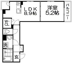 ラフレシール ウエスト 1LDKの間取図画像