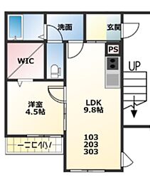 T'sGardenA 1LDKの間取図画像