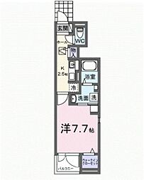 サンフィールド 1階1Kの間取り
